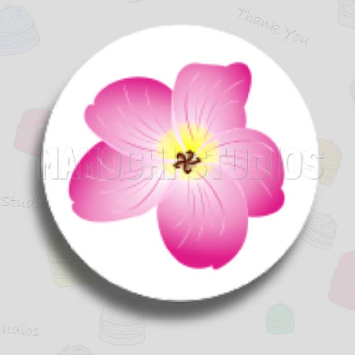 Gestanzte Aufkleber — Blume — rosafarbener Plumeria-Kreis für den Großhandel von MaMochi Studios