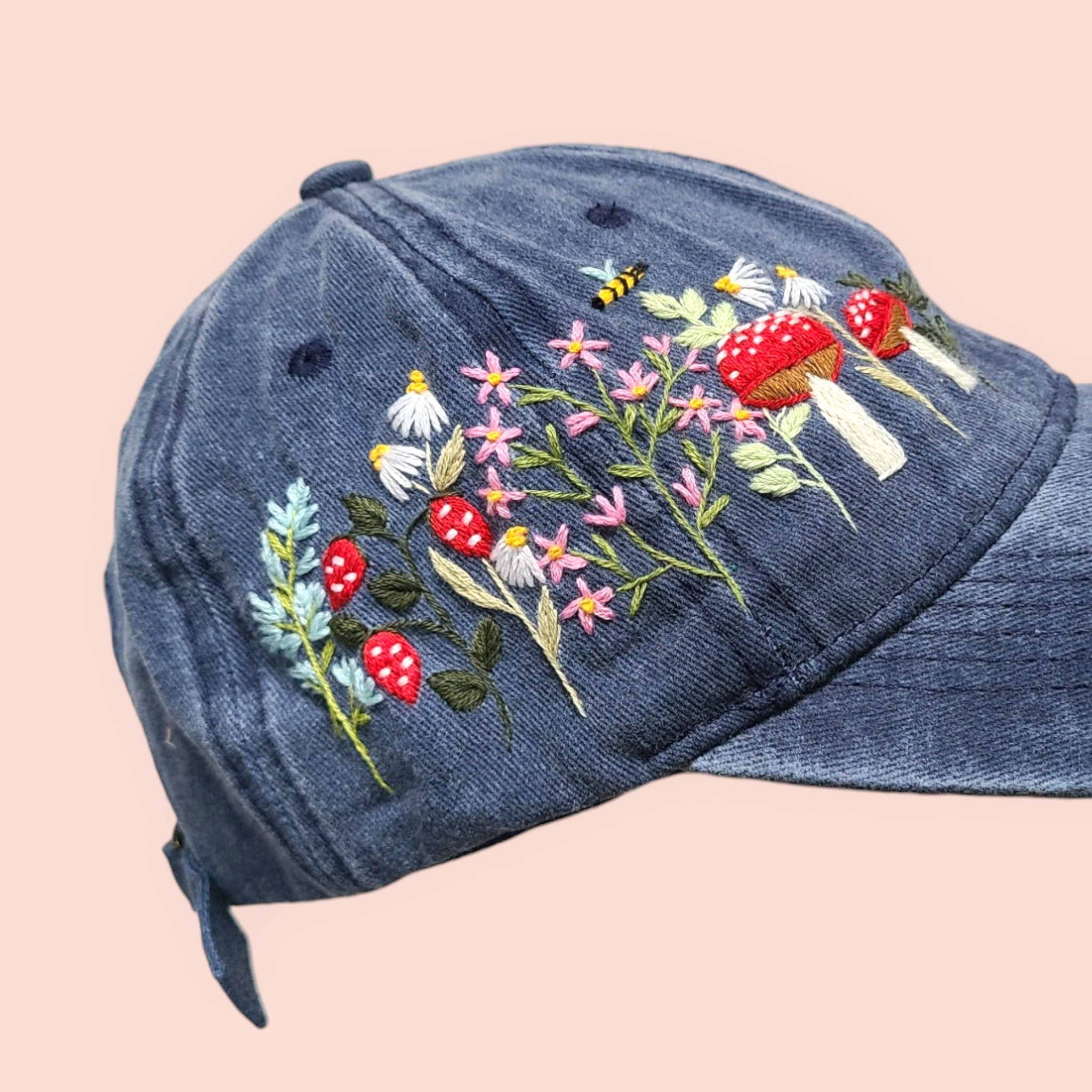 Olala Mia - Wholesale Hat Accessory - Women's - Hand-embroidery flower and mushroom baseball cap 3