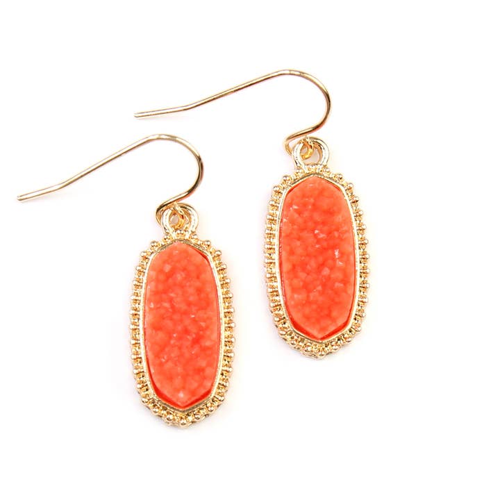 MYS Wholesale Inc - Wholesale Dangle Earrings - Stylish Druzy Stone Oval Fashion Jewelry Earrings