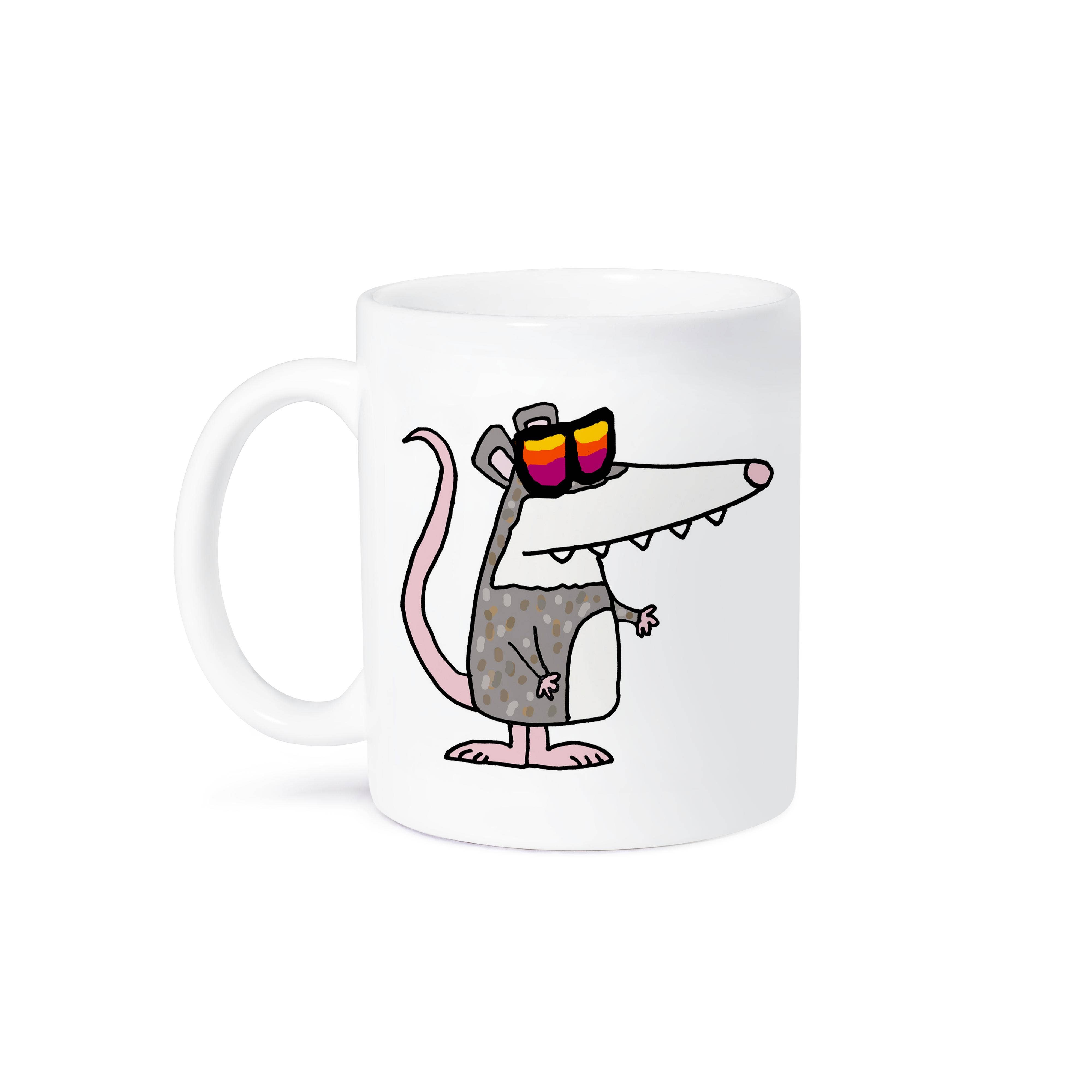 3dRose - Vente Tasse à café - 3dRose, Drôle et mignon opossum funky portant des lunettes de soleil dessin animé, Tasse8