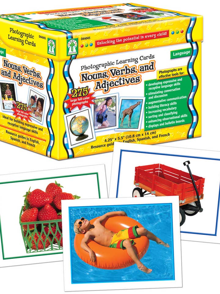 Nouns, Verbs and Adjectives Learning Cards for wholesale by Carson Dellosa Education