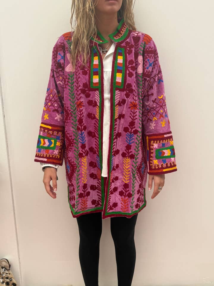 ToutVintage - Wholesale Jacket - Women's - Medium long cotton embroidery jacket colorful0