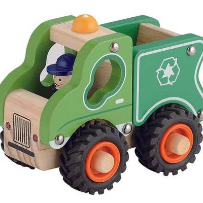 Magni ApS - Wholesale Wood Toy - Kids - Magni | Wooden Garbage Truck With Rubber Wheels