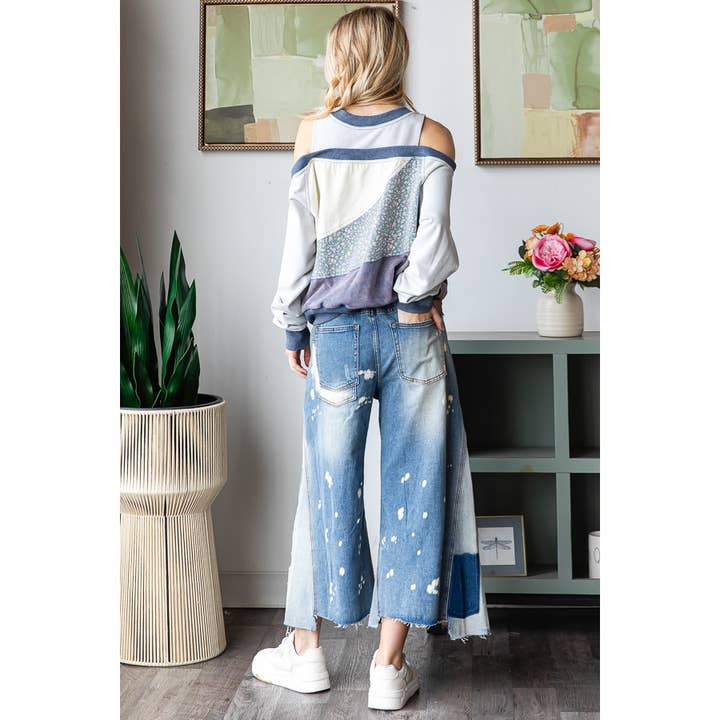 WASHED CROPPED DENIM JEANS for wholesale on Faire