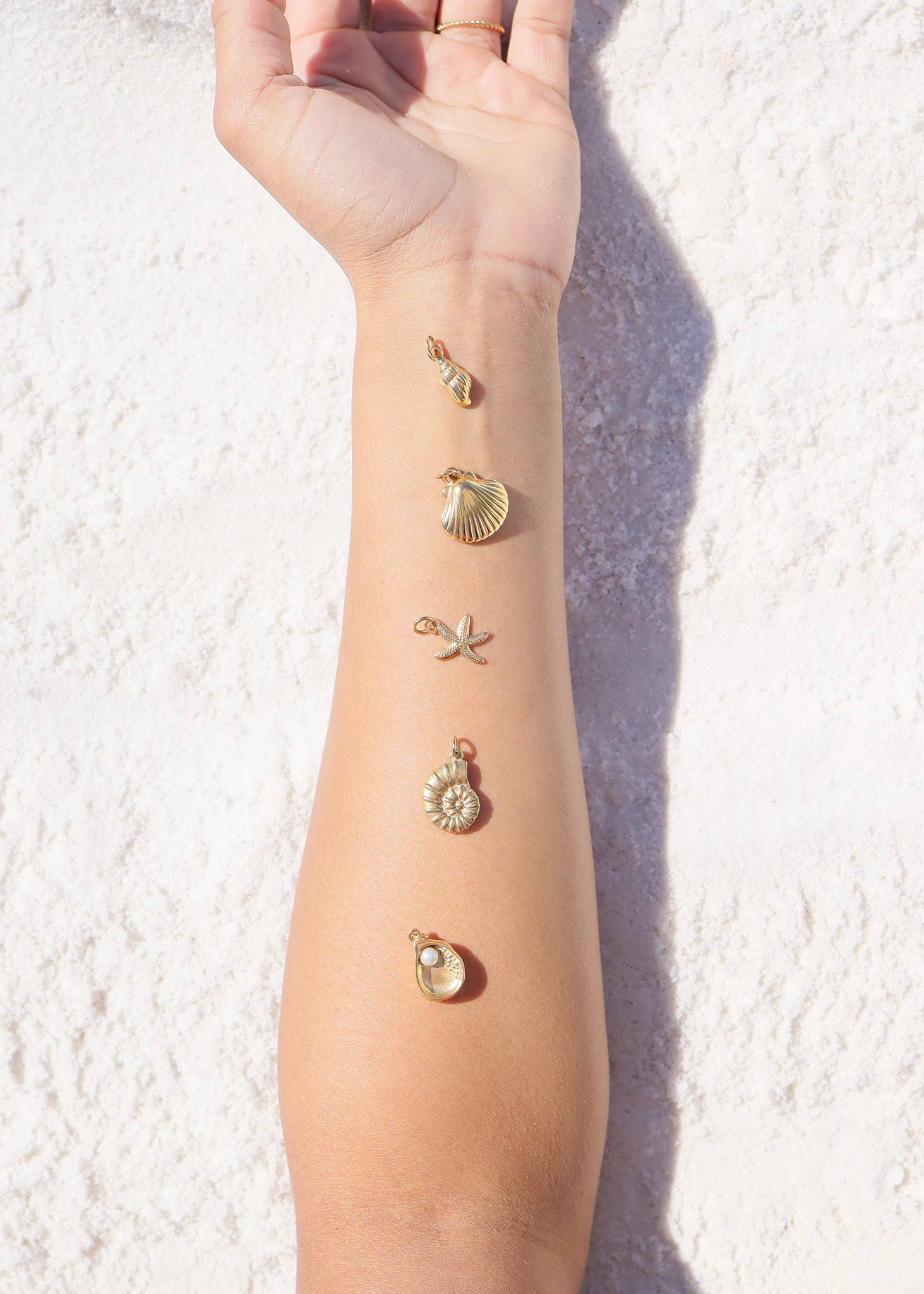 WJW - Wholesale Individual Charm/Pendant - 18K Gold PVD Stainless Steel Shell Charm with Pearl12