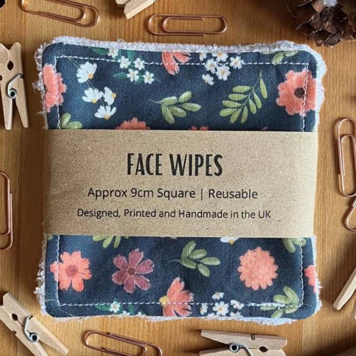 SH Designs ā wholesale Face & body wipes ā Reusable Face Wipes Blue and Orange Floral Pattern0