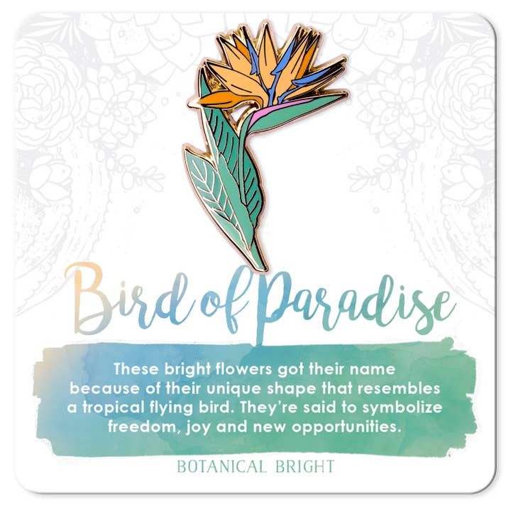 Bird of Paradise Enamel Pin for wholesale by Botanical Bright