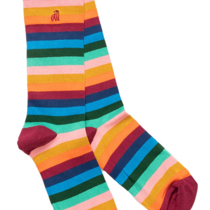 Multi Fine Striped Bamboo Socks (3 pairs) for wholesale by Swole Panda