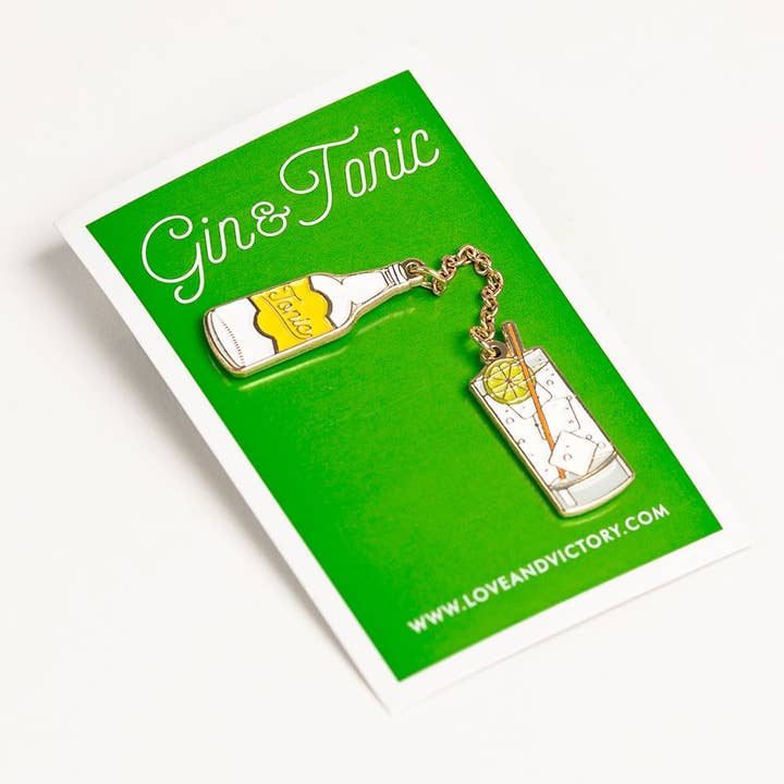 Love & Victory - Wholesale Lapel Pin/Button - Gin & Tonic Cocktail Pin