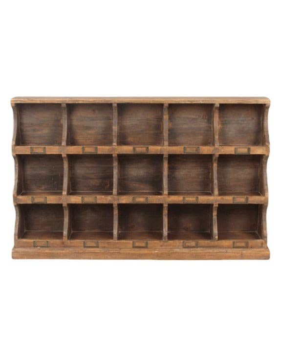 McGowan & Rutherford Ltd - Wholesale Wall Mounted Shelf - Rustic Wooden "Arundel" 15 Pigeon-Hole Wall Storage Unit1