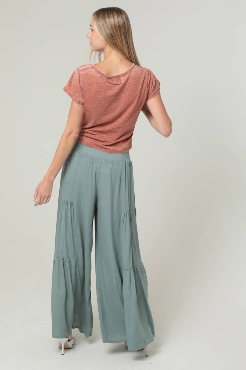 ANGIE - Wholesale Pants - Women's - B3690-ASIS WIDE LEG PANTS WITH V YOKE WAIST BAND19