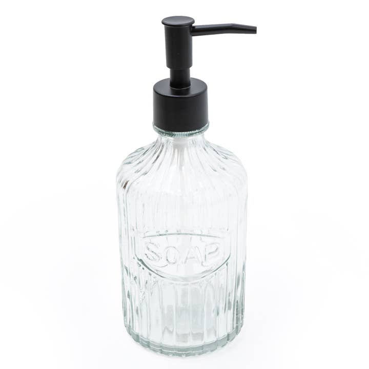 Candlelight Products Ltd – wholesale Soap dispenser – Clear Glass Soap Dispenser With Black Pump 4PK2