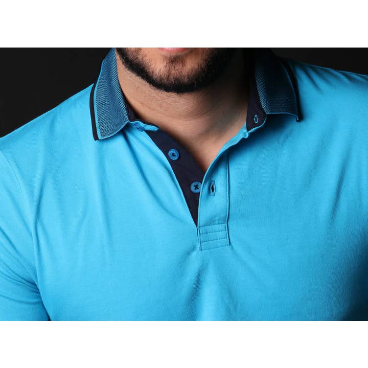 Türkis Polo mit kontrastierendem Saum und Kragen #T -6010 für den Großhandel von EIGHT X
