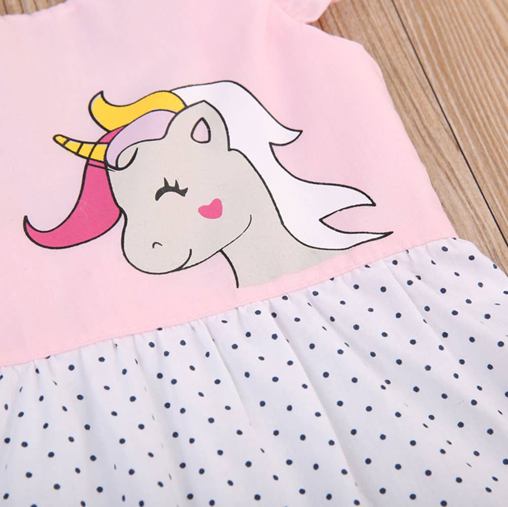 Fennco Styles - Wholesale Dress - Baby - Pink-White Unicorn Dot Baby Dress3