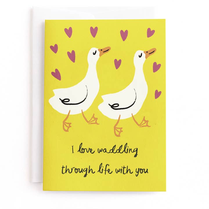 Waddling Ducks, Funny Anniversary Greeting Card for wholesale by Minted