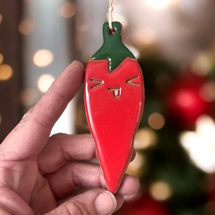 Little Clay Hen - Wholesale Ornament - Red Chile Pepper Artisanally Crafted Ornament2