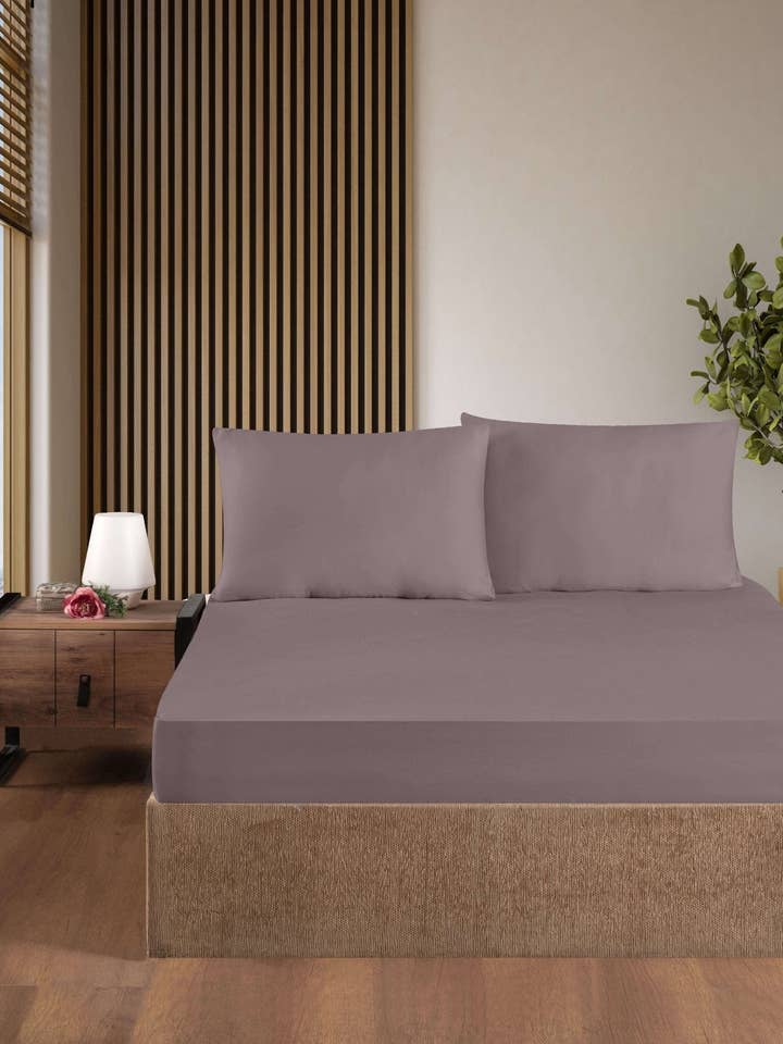 Lilac Fitted Bed Sheet Set for wholesale by Creative Home