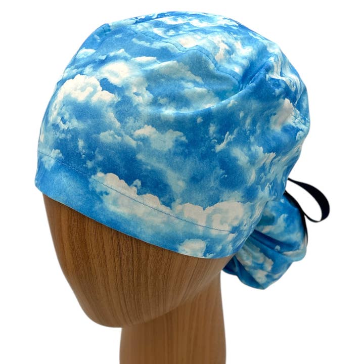 SewingLabPlus - Wholesale Healthcare Uniform - Women's - Blue Sky Scrub Cap Pony Tail Scrub Hat Ribbon Tie 2