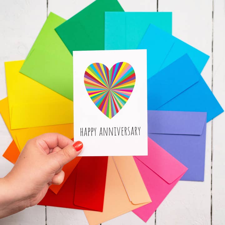 size3art - Wholesale Anniversary card - Bright Anniversary Card with Coloured Envelope2