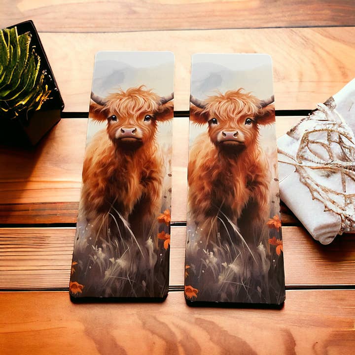 Mooi geïllustreerde gedrukte Highland Cow-bladwijzer, Page Saver, Book Lover Gift, voor wholesale door simply creative