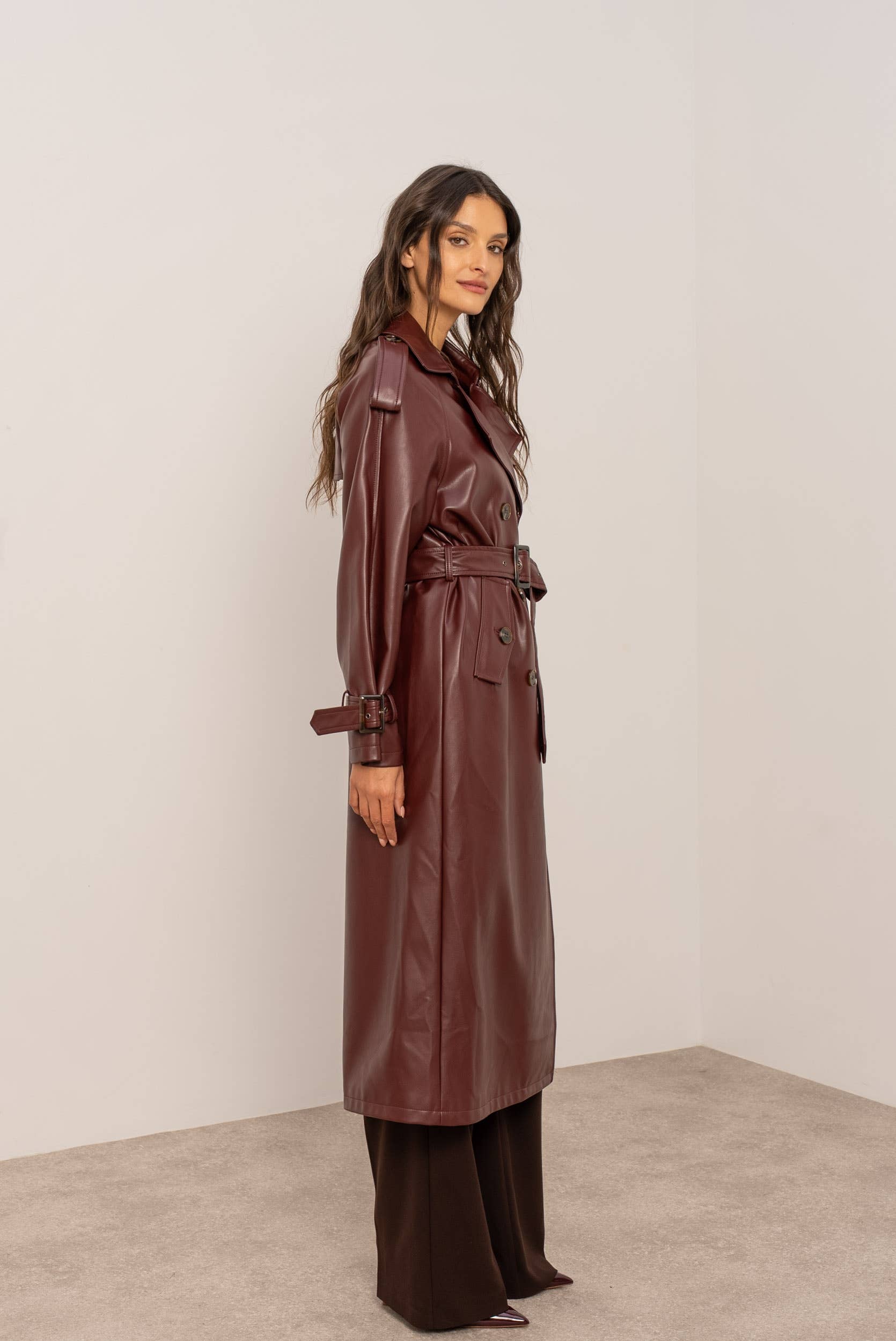 Attentif Paris - Wholesale Trench Coat - Women's - Long vegan leather trench coat20