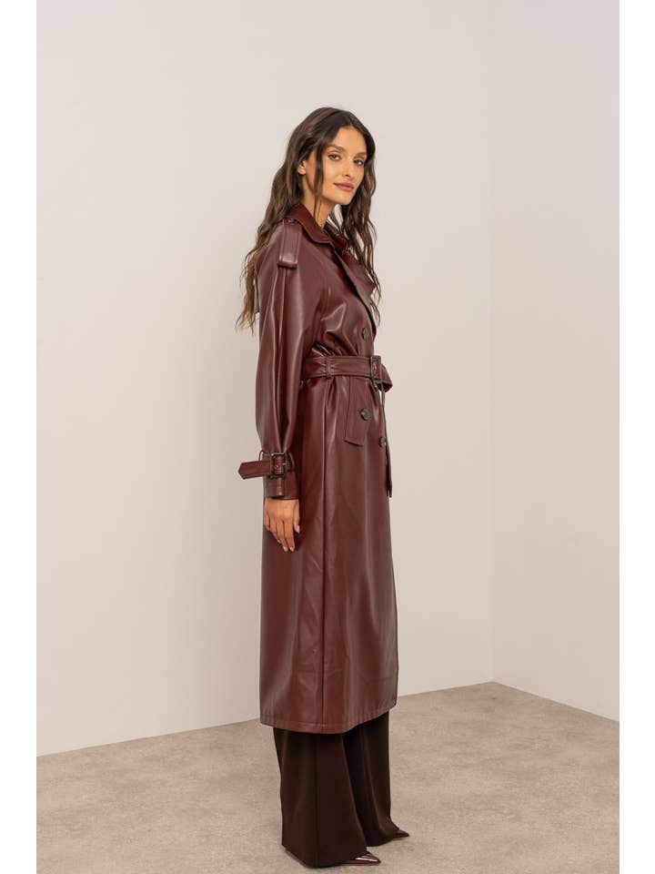 Attentif Paris - Wholesale Trench Coat - Women's - Long vegan leather trench coat20