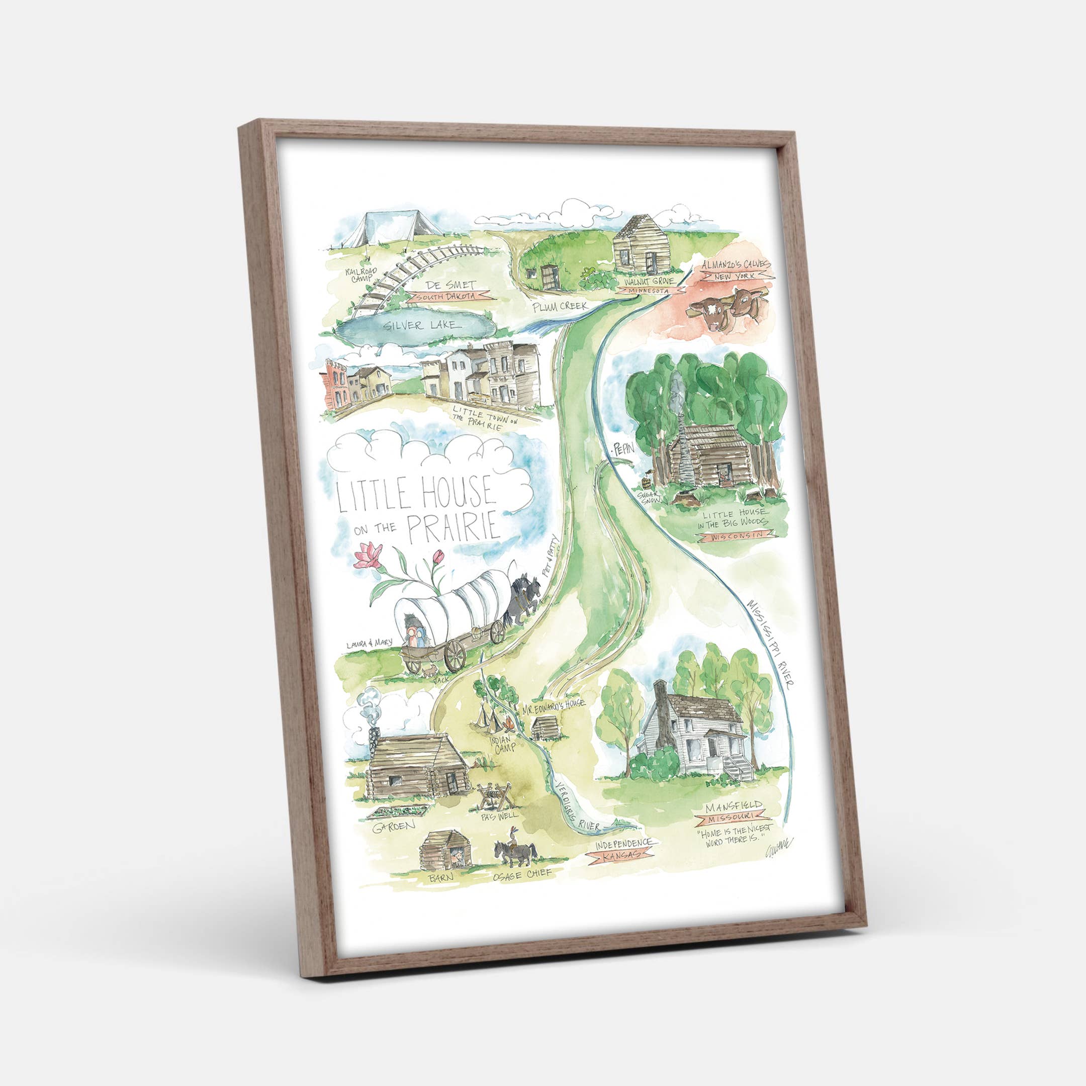 Elizabeth Wade Studio - Wholesale Art Print - Little House on the Prairie Watercolor Story Map Art Print1