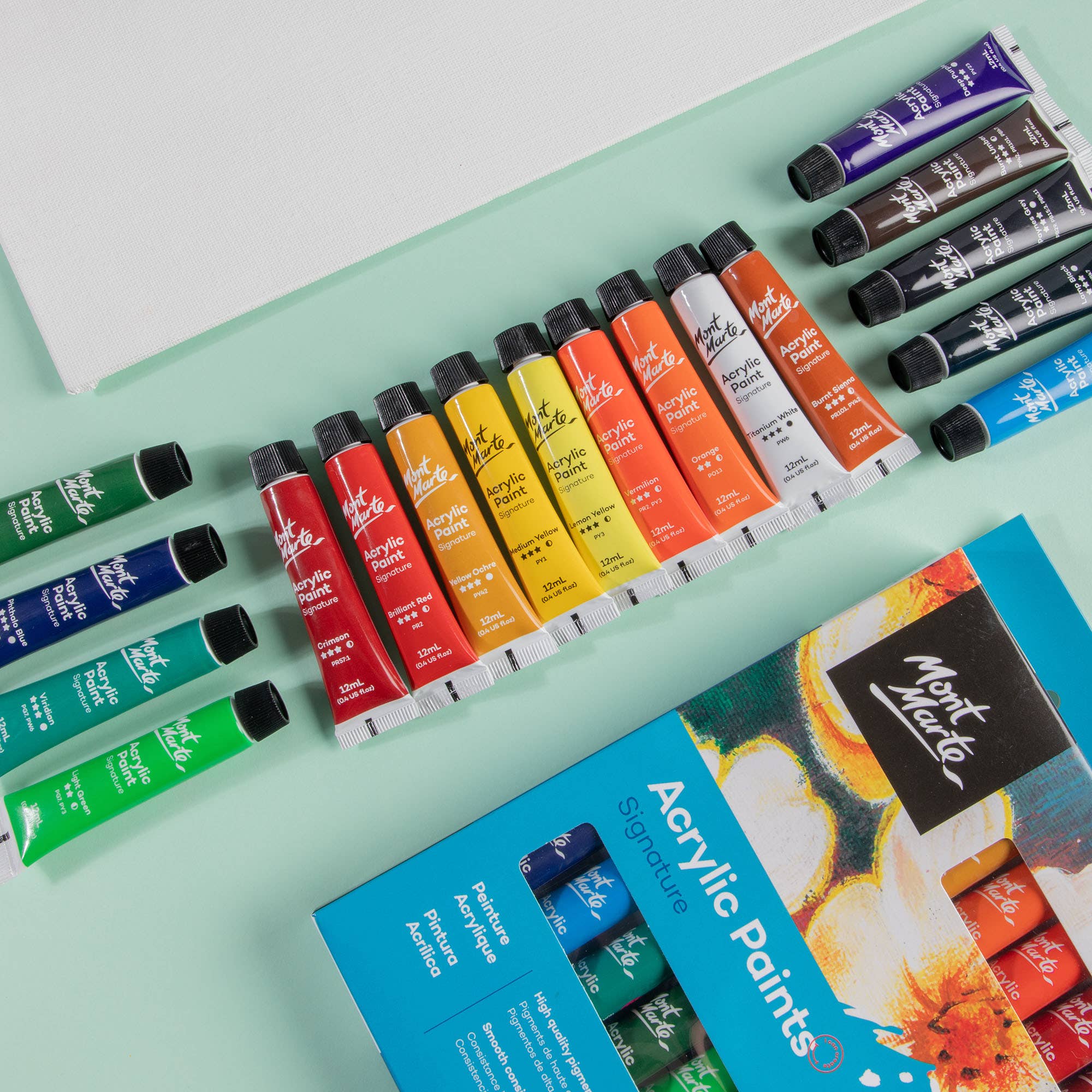 Mont Marte Usa, Inc. - Wholesale Paint Set - Acrylic Paints Signature 18pc x 12ml (0.4 US fl.oz)6