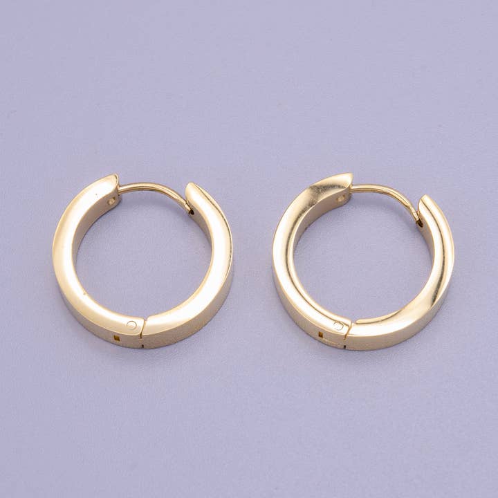Stainless Steel 20mm Gold Flat Huggie Endless Hoop Earrings | AD1407 for wholesale by Aim Eternal