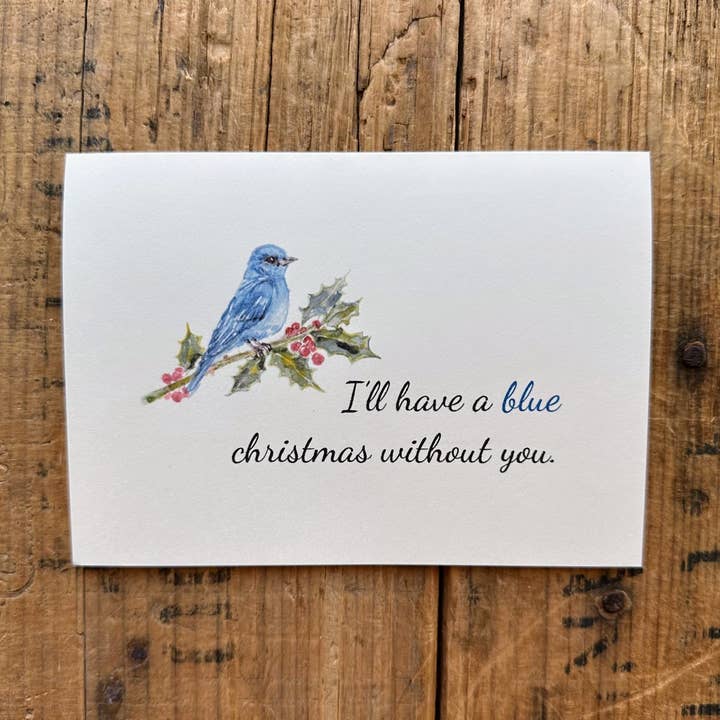 Alison Rose Vintage - Vente Cartes de Noël - Carte I'll have a blue christmas without you avec bluebird0