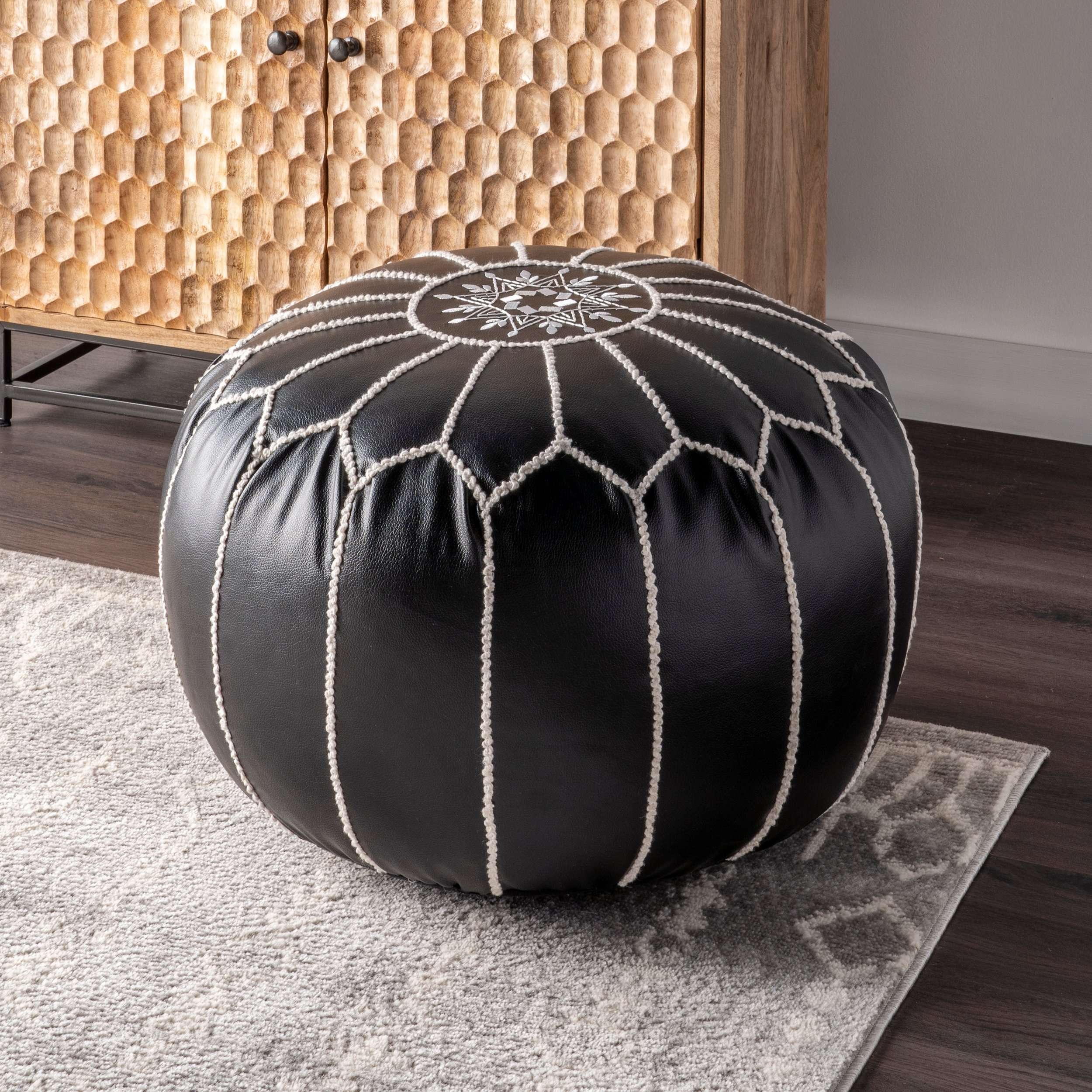 nuLOOM - Wholesale Pouf - Classic Moroccan Faux Leather Filled Ottoman Pouf6