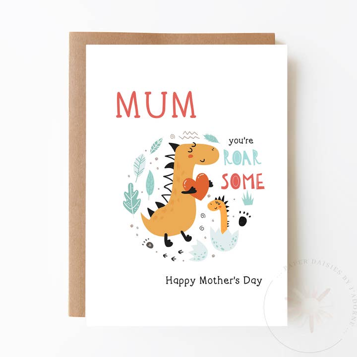 Mor, du er brærende dinosaur kort for engroshandel hos Paper Daisies by j'adorne