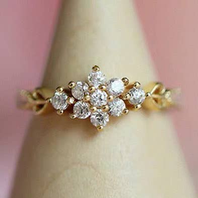 S925 Sterling Silver Gold-Plated Vintage Snowflake Ring for wholesale by Gioiellin - S925 Silver Jewelry