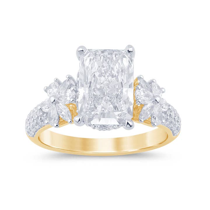 Anel de Ouro 14K com Diamante de Laboratório VS de 4 CTW com Centro Radiante de 3 CTW por atacado de White Rock