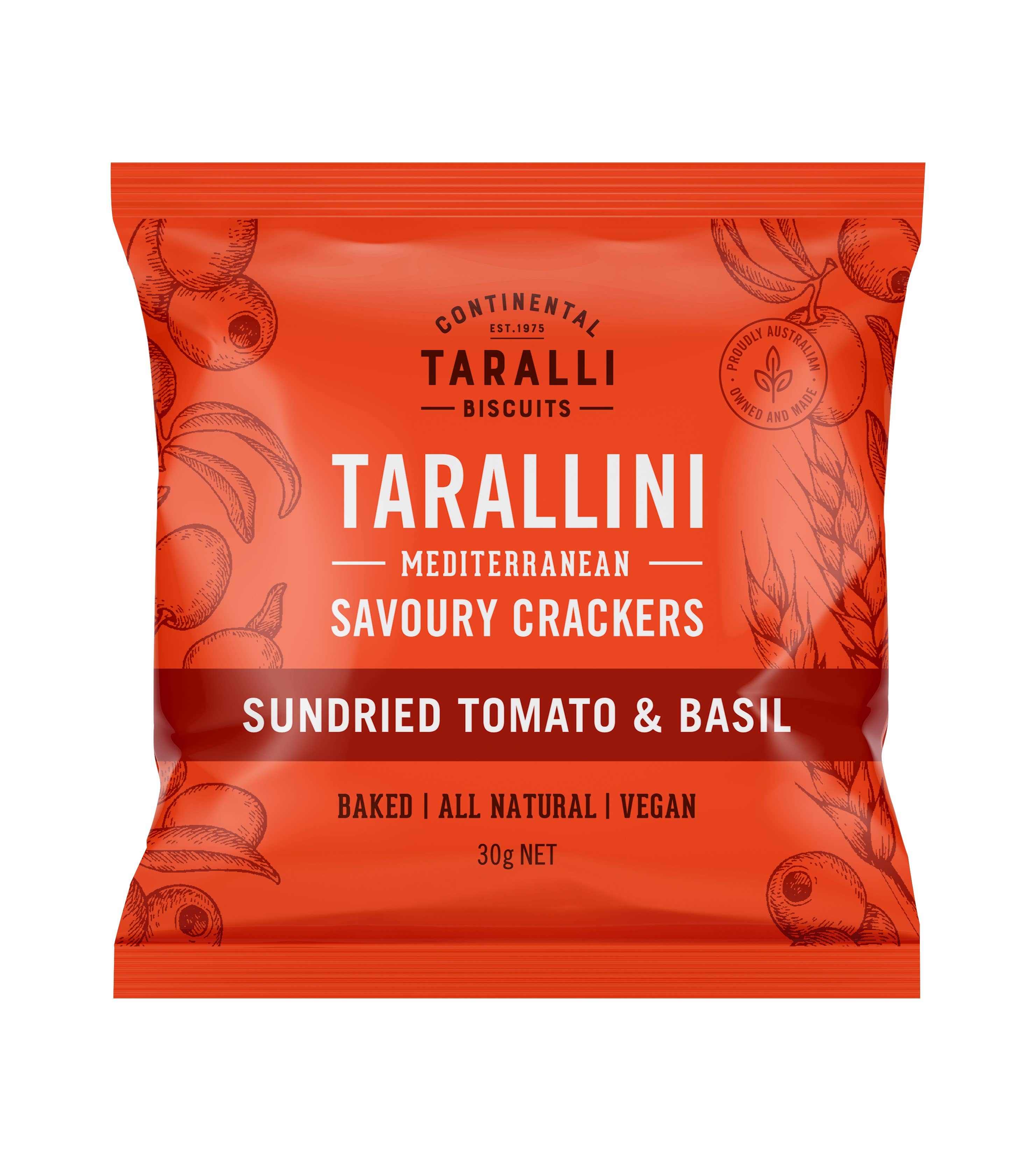Continental Taralli Biscuits - Wholesale Crackers - TARALLINI - Sundried Tomato & Basil - Vegan (30g)