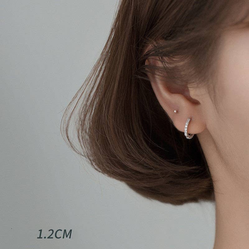 Perimade & Co. LLC - Wholesale Hoop Earrings - Simple Pave Setting Hoop Earrings in 925 Sterling Silver9