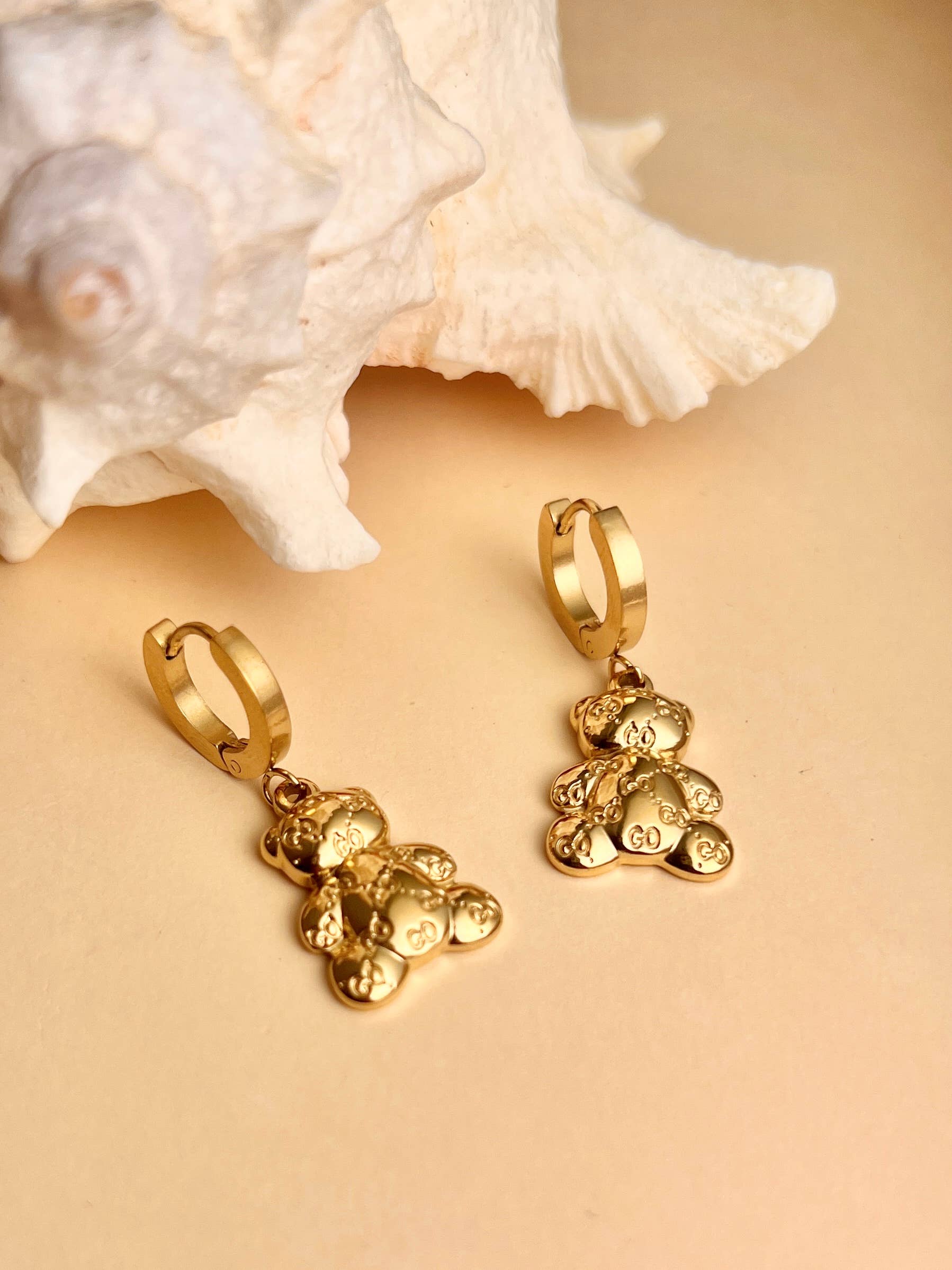 COSMOS - Wholesale Dangle Earrings - Stainless steel teddy bear drop earring