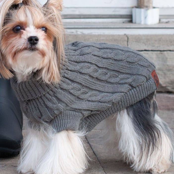 Shedrow K9 Brentwood Cable Knit Dog Sweater - Grey for wholesale by Shedrow K9