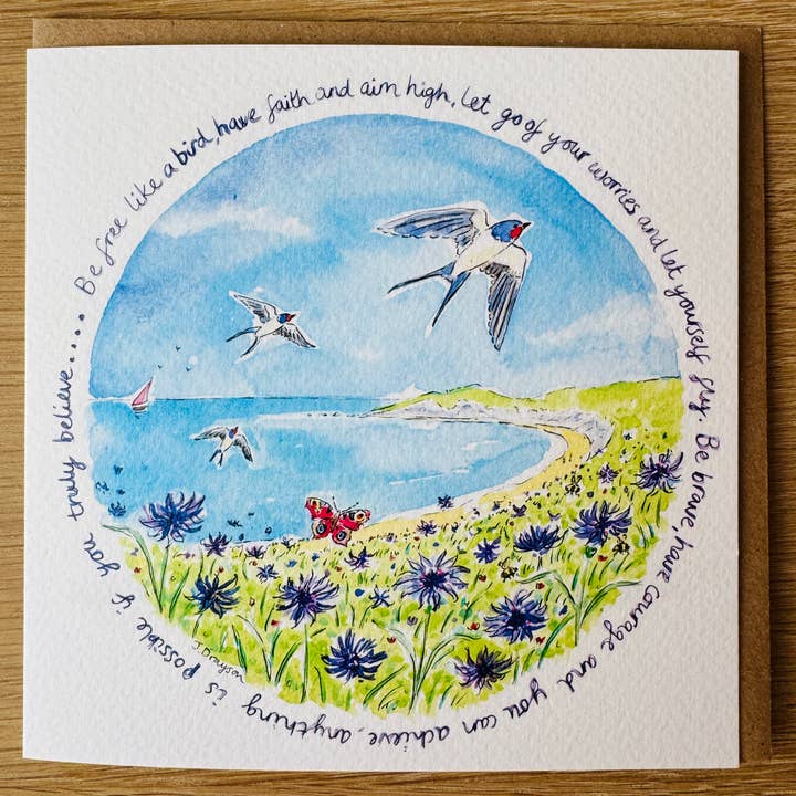 Be Free Mindful Nature Art Card by Janine Drayson for wholesale by Janine Drayson