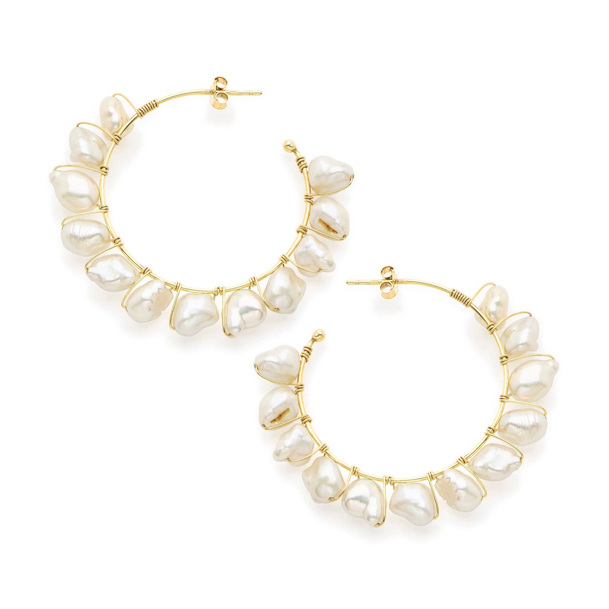 ISHWARA JEWELS - Wholesale Dangle Earrings - Hoop Earrings with Intertwined Baroque Freshwater Pearls0