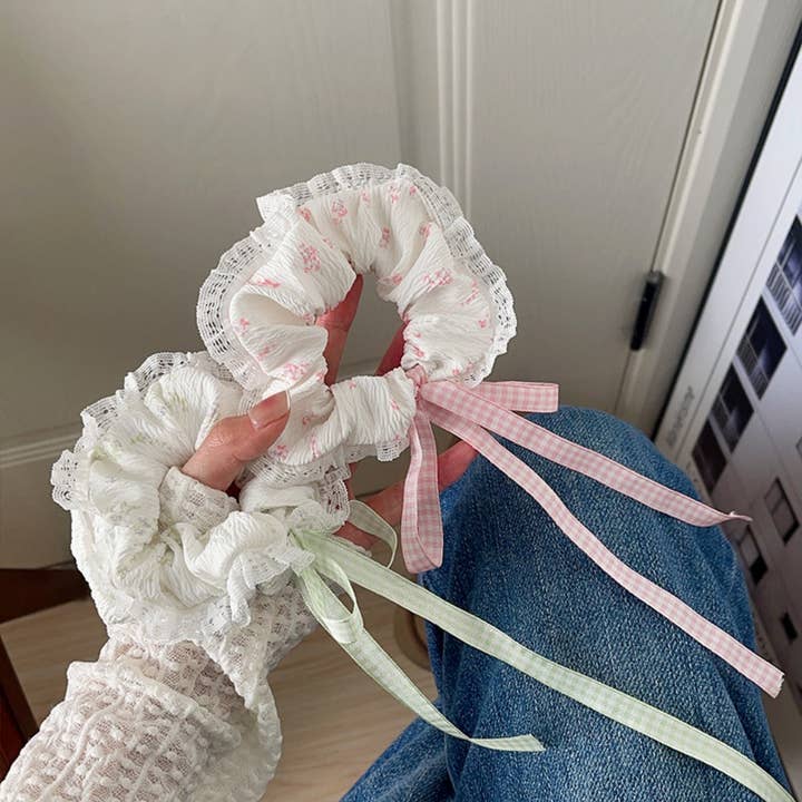 WEST AUSSIE SUPPLIES – wholesale Scrunchie - Women’s – Gifty - Floral Pattern Lace Trim Scrunchie8