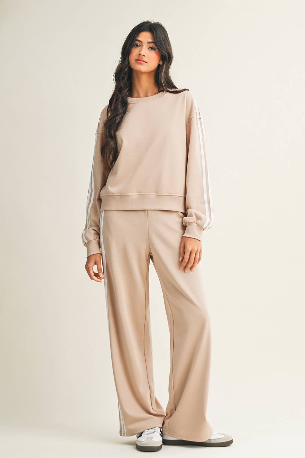 Little Daisy Closet - Wholesale Top & Pant Set (NOT Loungewear) - Women's -  LDC Striped Crewneck Pullover Sweatpants 2pcs Outfit2