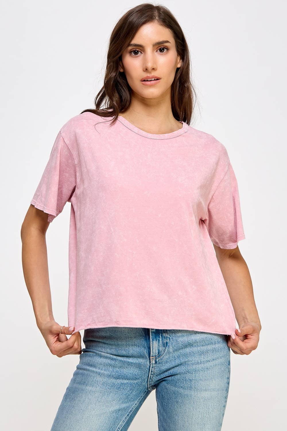Honestee - Wholesale T-Shirt (Graphic) - Women's - Blank Mineral Washed Long Cropped T-Shirt14