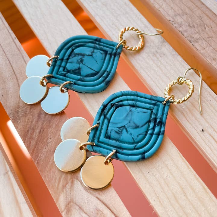 Maribel - Brincos de argila turquesa por atacado de Chic Made by Nancy