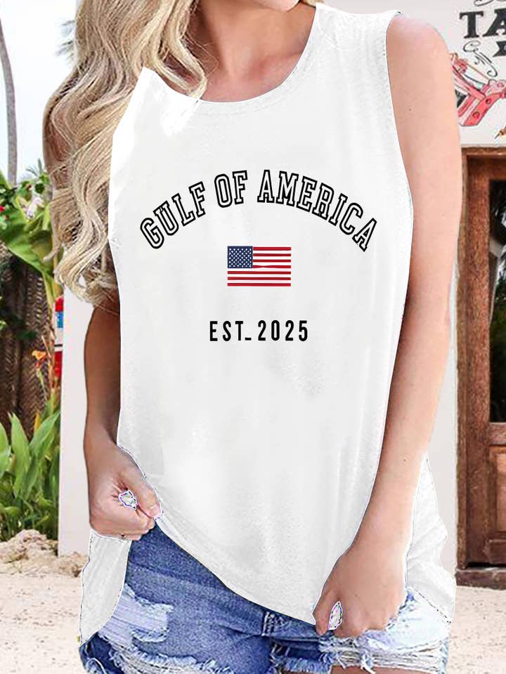 UNISHE - Wholesale Tank Top - Women's - Gulf of America USA Flag Graphic Tank Top STC125B1-T3