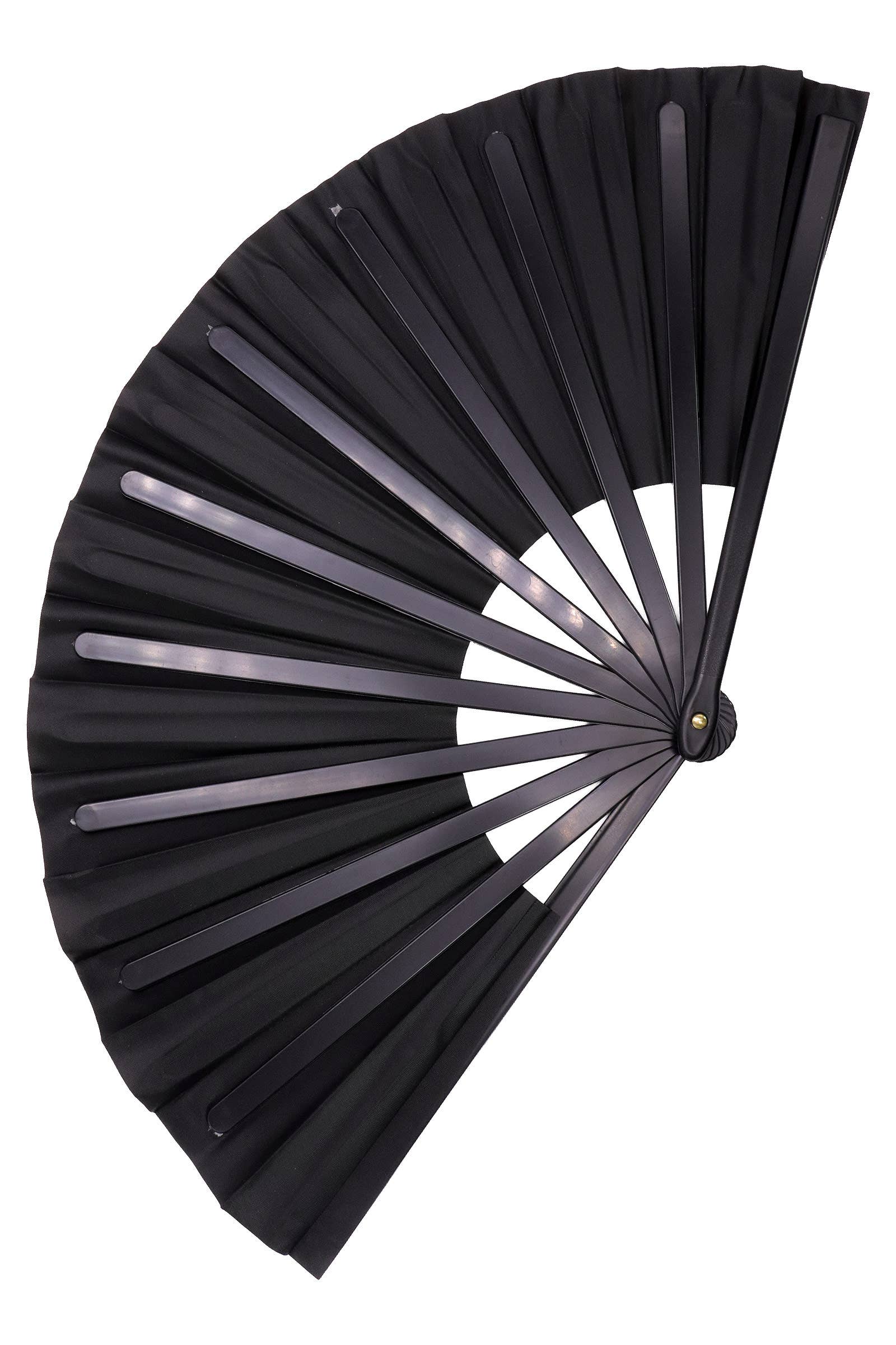 SCHWARZ Großer schwarzer Line Dance Faltfächer - 33 cm für den Großhandel auf Faire2
