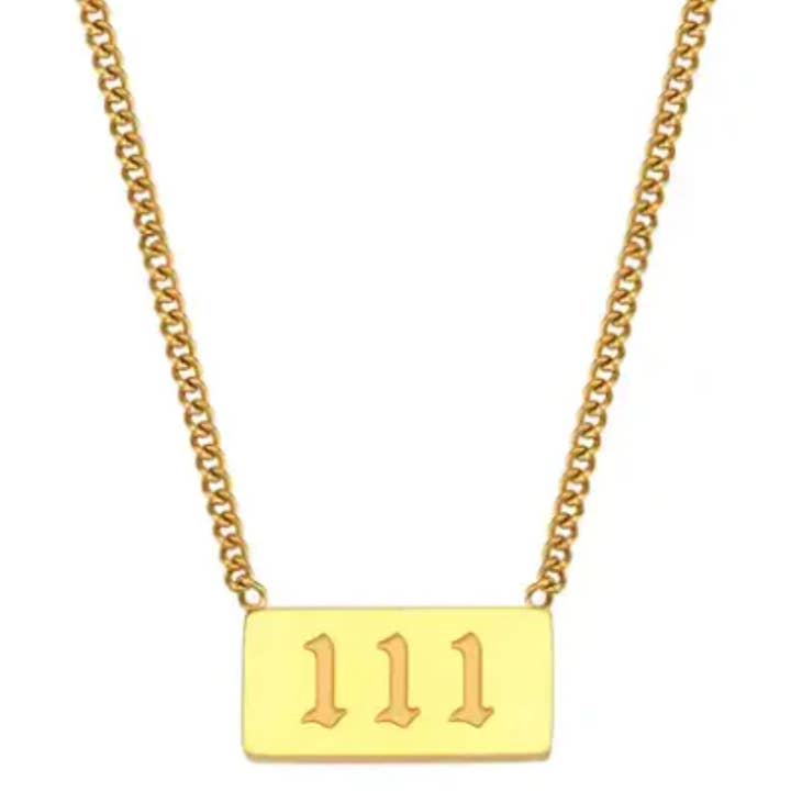 HoopLa - Wholesale Pendant/Charm Necklace - 111 Angel Number Talisman Layering Necklace waterproof