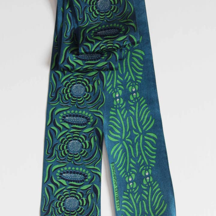 Les Belles Vagabondes - Vente Foulard – femme - Bandeau Camelia Vert Green1