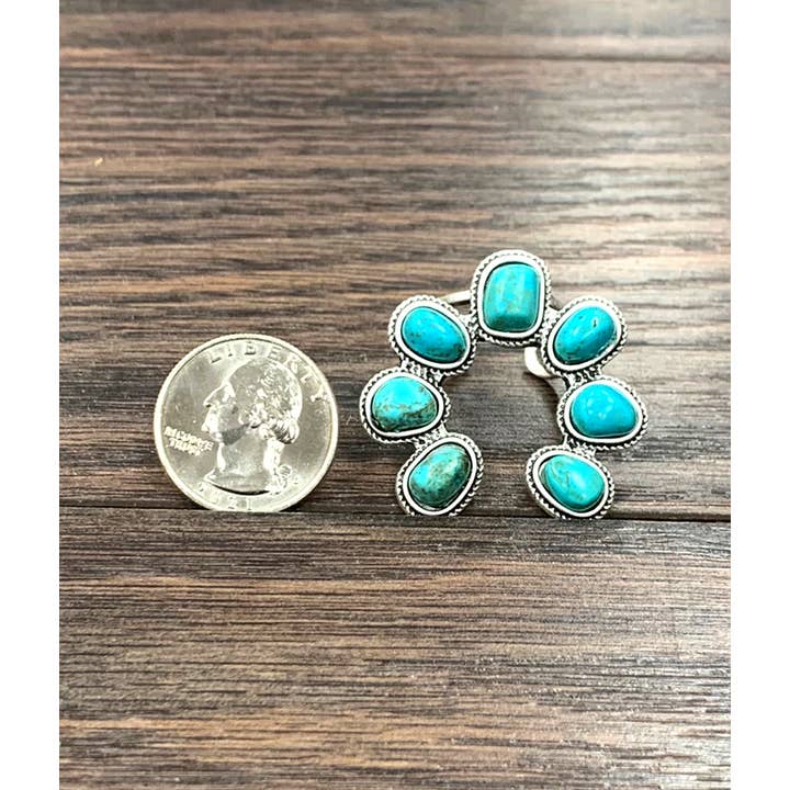 ISAC Trading Inc – Engroshandel Statementring – 750388, Squash Turkis, Justerbar Messingring2