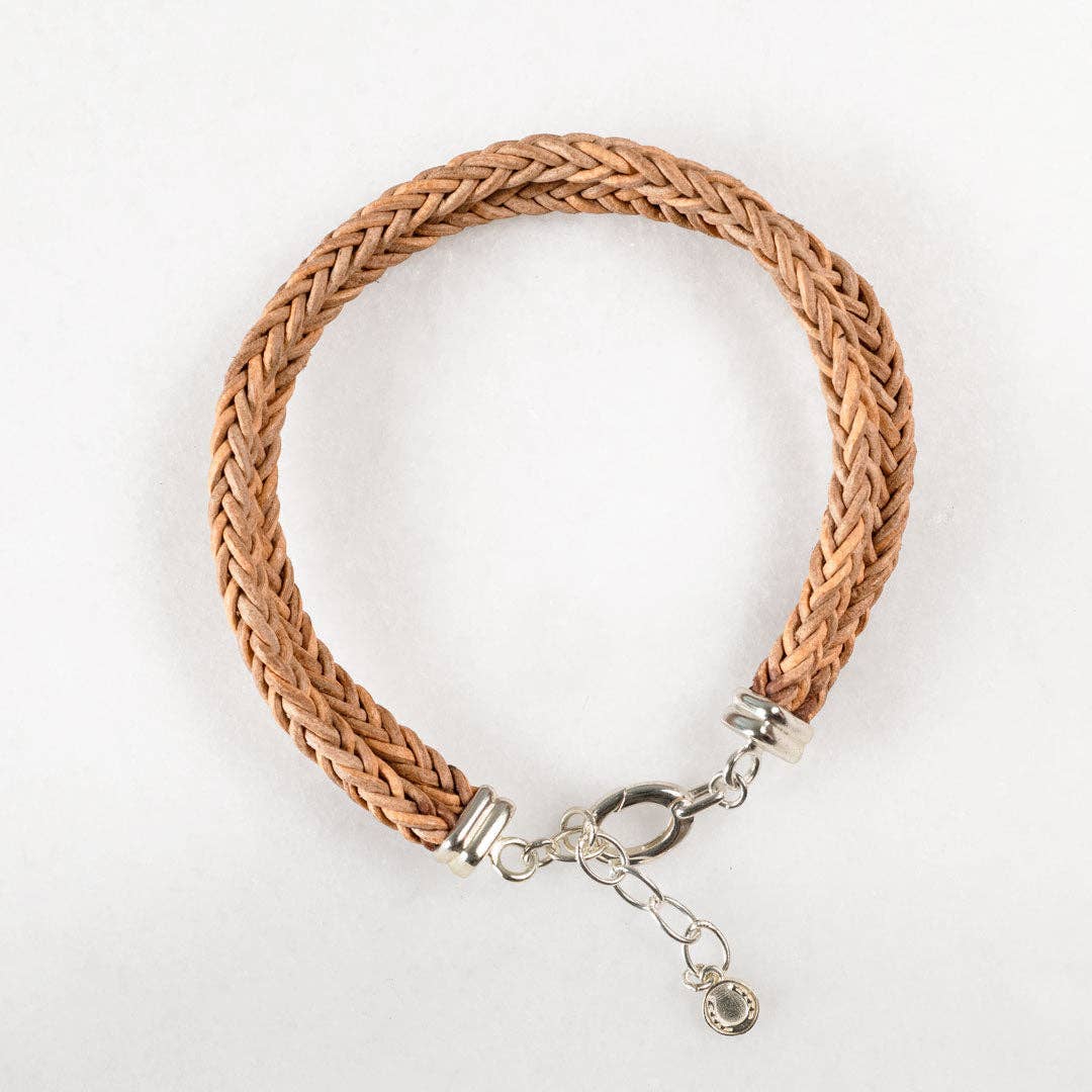 URBAN-EQUESTRIAN - Vente Bracelets à breloques/pendentifs - Tally - Bracelet en cuir tressé en forme de fer à cheval pour pièces de monnaie en naturel0